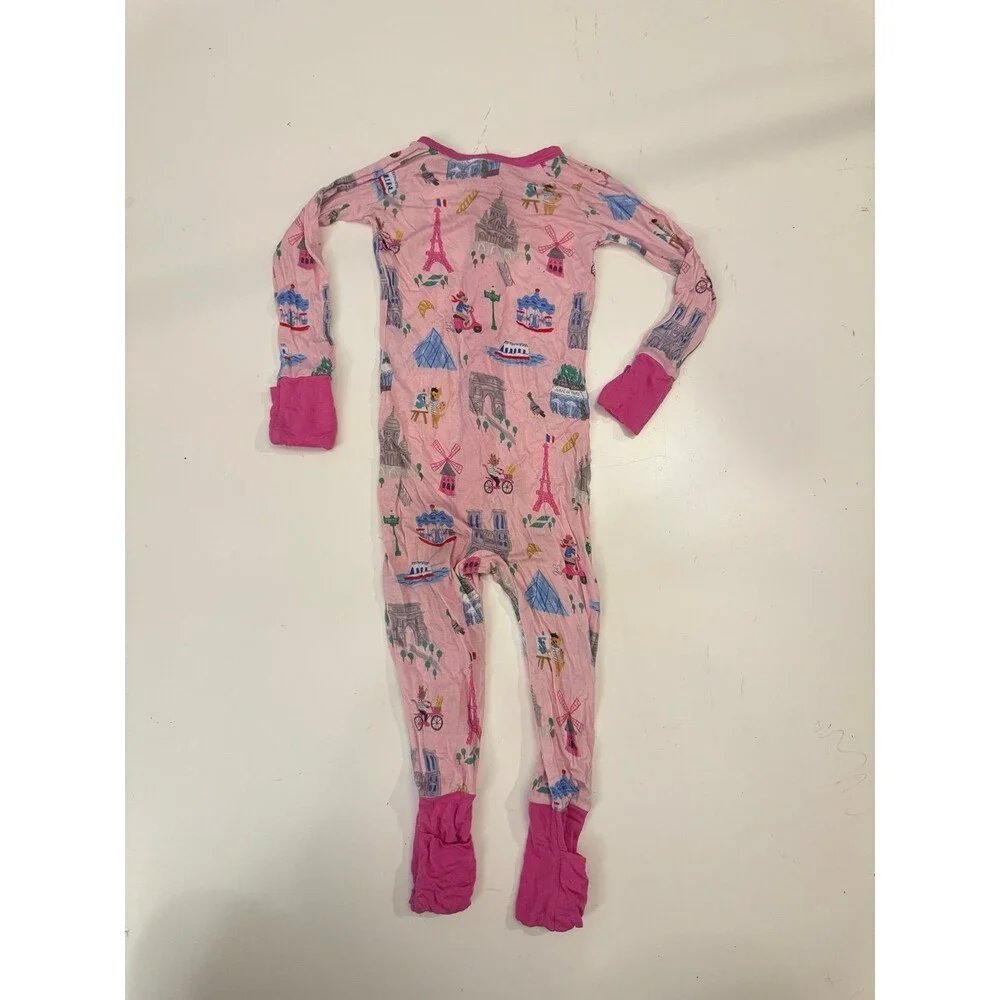 Little Sleepies Weekend In Paris Print Zippy Pajamas 12–18M Bamboo Pink - Picture 2 of 6